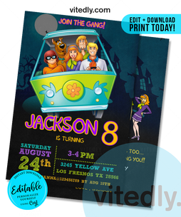Editable Scooby Doo Invitation | Editable Scooby Doo Birthday Invitation | INSTANT DOWNLOAD