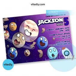 SolarBalls Birthday Invitation with FREE Thank You Card