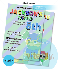 Squirm  Birthday Invitation and Thank You Card