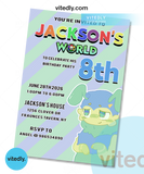 Dandy's World - Squirm  Birthday Invitation with FREE Thank you card!