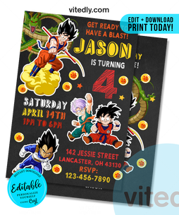 Editable Dragon Ball Invitation | Editable Dragon Ball Z Birthday Invitation | INSTANT DOWNLOAD
