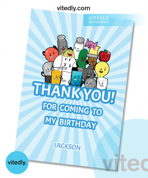 Inanimate Insanity Birthday Invitation with FREE Thank you card! – Vitedly