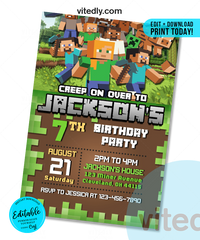 Editable Minecraft Birthday Invitation | Editable Minecraft Party Invitation