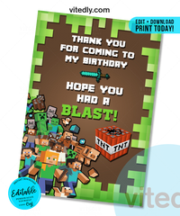 Editable Minecraft Birthday Invitation | Editable Minecraft Party Invitation