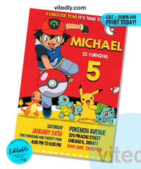 Editable Pokemon Birthday Invitation | Editable Pokemon Party Invitation | INSTANT DOWNLOAD