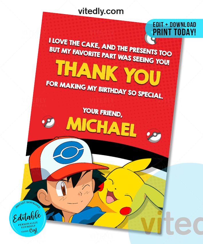 pokemon invitation card Editable Pokemon Birthday Invitation