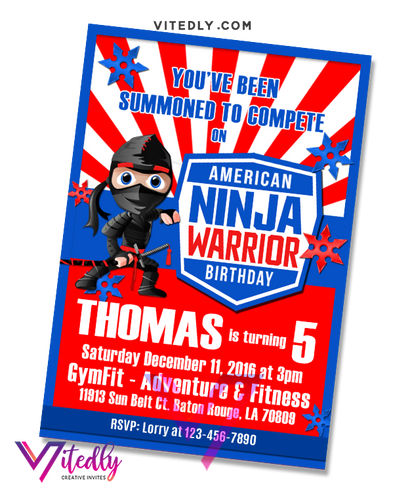 American Ninja Warrior Birthday Invitation
