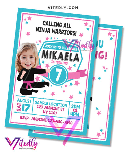 American Ninja Warrior Invitation for girls