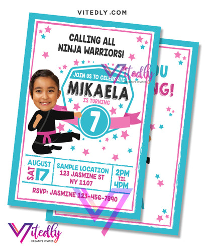 American Ninja Warrior Birthday Invitation for girls