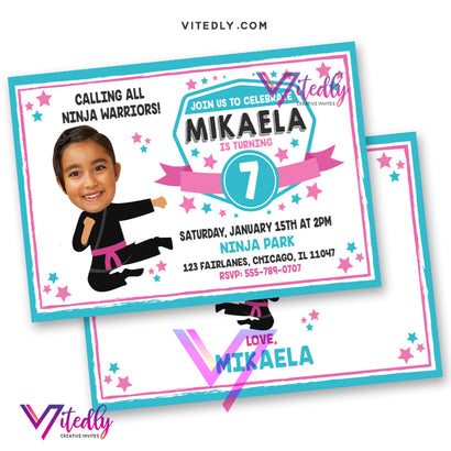 American Ninja Warrior Invitations for girls