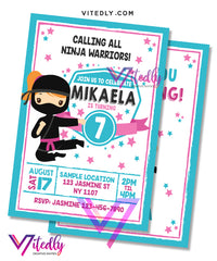 American Ninja Warrior Birthday Invitation for girls