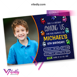 Among us Invitation with Photo, Among Us Party Videogame, Birthday Invitation, Among Us Invitation