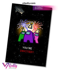 Among Us Birthday Invitation Among Us Party Videogame, Birthday Invitation, Among Us Invitation