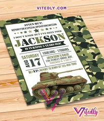 Military Invitation, Army Birthday Invitation, Military Party Invitation