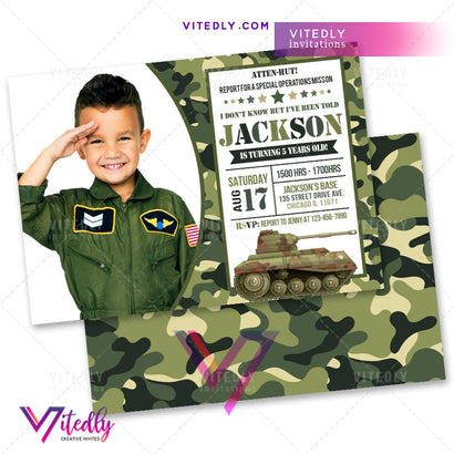 Army Invitation, Army Birthday Invitation, Military Invitation
