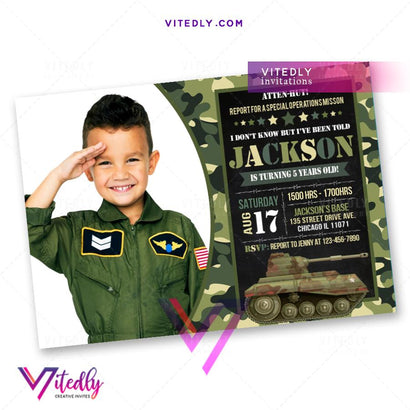 Army Invitation, Army Birthday Invitation, Military Invitation