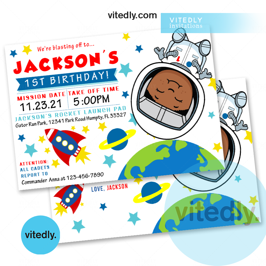 Astronaut Birthday Invitation with FREE Thank You Card
