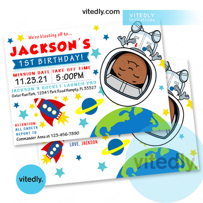 Astronaut Birthday Invitation with FREE Thank You Card