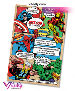 Avengers Invitation, Avengers Birthday Invitation