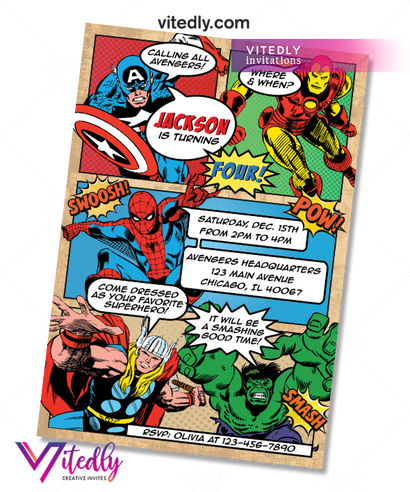Avengers Invitation, Avengers Birthday Invitation