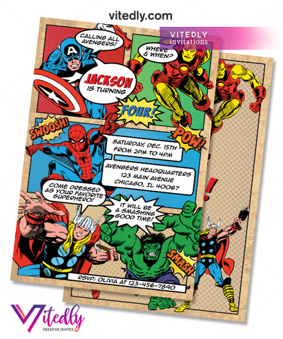 Avengers Invitation, Avengers Birthday Invitation