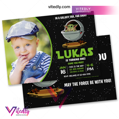 Baby Yoda Birthday Invitation, Mandalorian Invitation