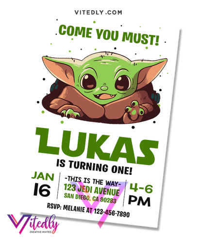Baby Yoda Birthday Invitation