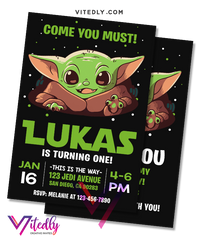 Baby Yoda Birthday Invitation