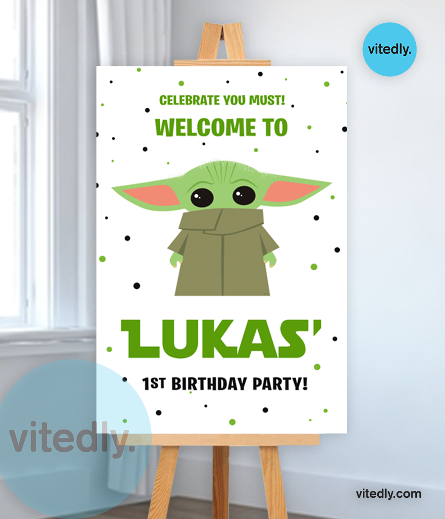 Baby Yoda Birthday Welcome Sign, Baby Yoda Birthday Poster, Baby Yoda Birthday Sign