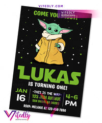 Baby Yoda the Mandalorian Birthday Invitation