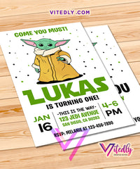 Baby Yoda Birthday Invitation