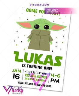 Baby Yoda Birthday Invitation Mandalorian