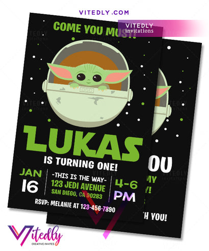 Baby Yoda Birthday Invitation