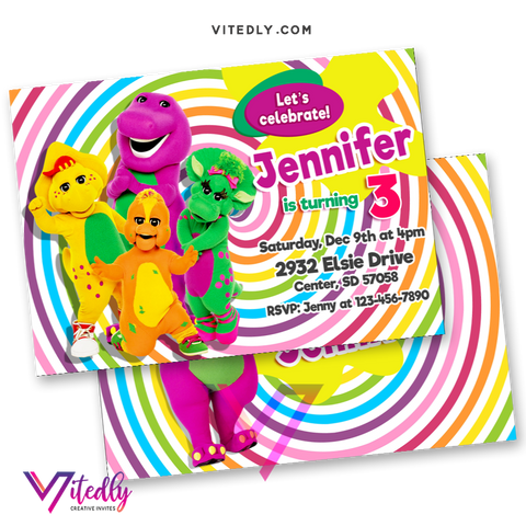 Barney Birthday Thank You Cards