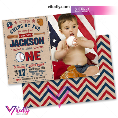 Baseball Birthday Invitation with Photo