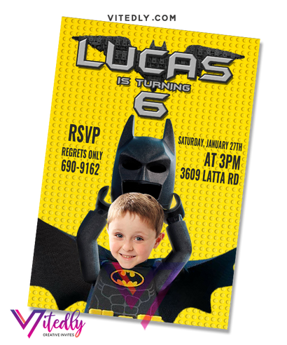 Batman LEGO Birthday Invitation