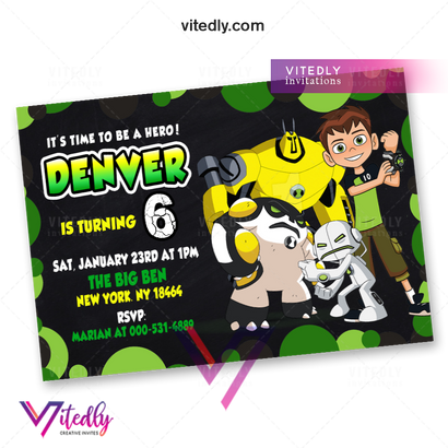 Ben 10 Birthday Invitation