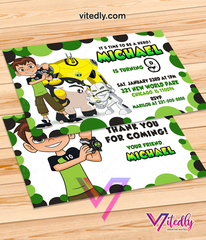 Ben 10 Birthday Invitations with Free Thank you card