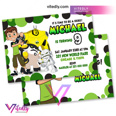 Ben 10 Invitations with Free Thank you card