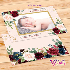 Floral Baby Birth Announcement