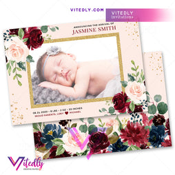 Floral Baby Birth Announcement