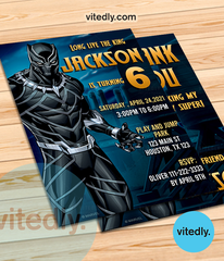Black Panther Invitation, Black Panther Birthday Party, Superhero Invitation with FREE Thank You Card