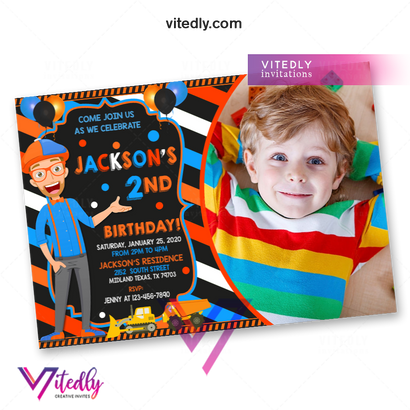 Blippi Birthday Invitation