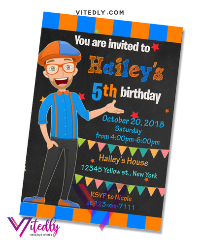 Blippi Birthday Invitation