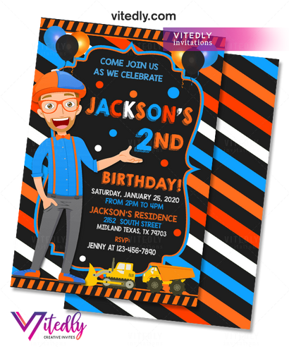 Blippi Invitation, Blippi Birthday Invitation