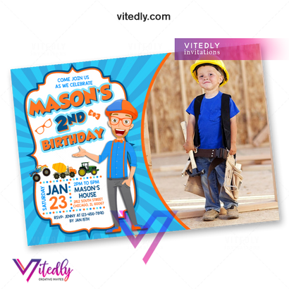 Blippi Birthday Invitation, Blippi Invites