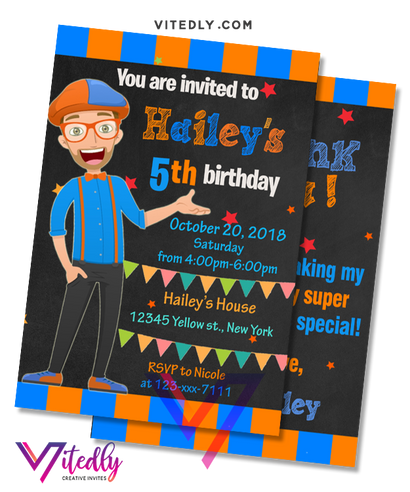 Blippi Invitation