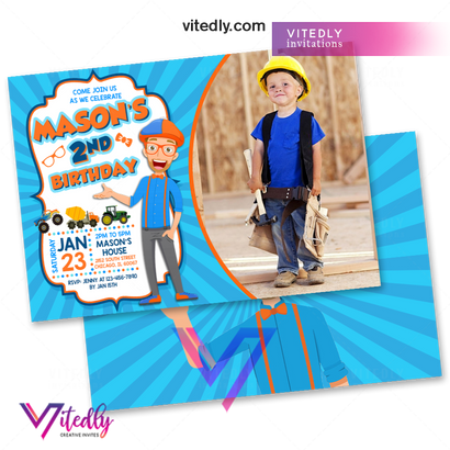 Blippi Birthday Invitation, Blippi Invites
