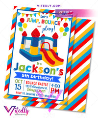 Bounce House Invitation for boys, Bounce Castle Invitation for boys, Jump Invitation for boys, Bounce Party