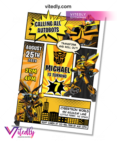 BumbleBee Invitation, Transformers Invitation